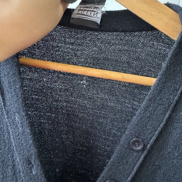 Vintage EILEEN FISHER  100% Wool Cardigan Sz PP Black Button Front Women’s - Picture 6 of 16